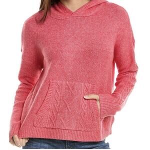 Cabi XS Sweater Hoodie Kangaroo Pocket Style 4473 Heather Pink Cable Knit